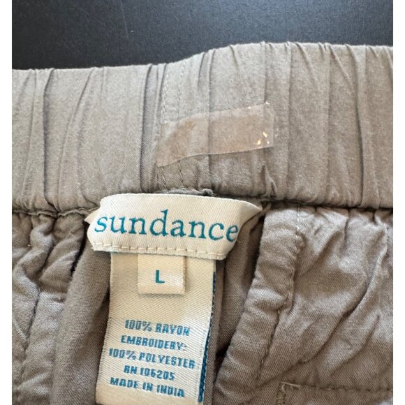 Sundance Tone It Up Embroidered Pants Stretch Waist Pull On Resort Boho Size L - Picture 9 of 11